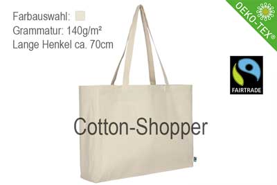 Fairtrade Maxi-Cotton-Shopper mit Boden- und Seitenfalte ab 100 Stück